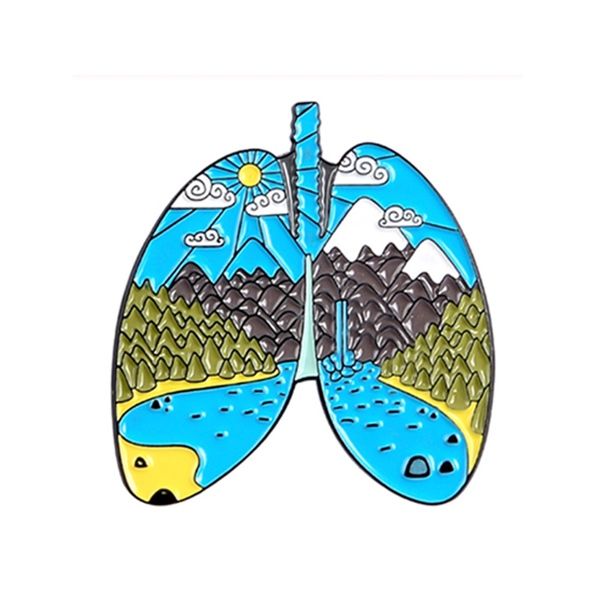 Natural Lungs lá phổi 3x2.8cm - Pin sticker ghim cài áo