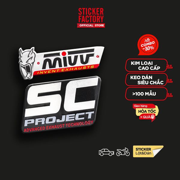 Set 2 miếng Sticker hình dán metal dán bô xe - Mivv Exhaust