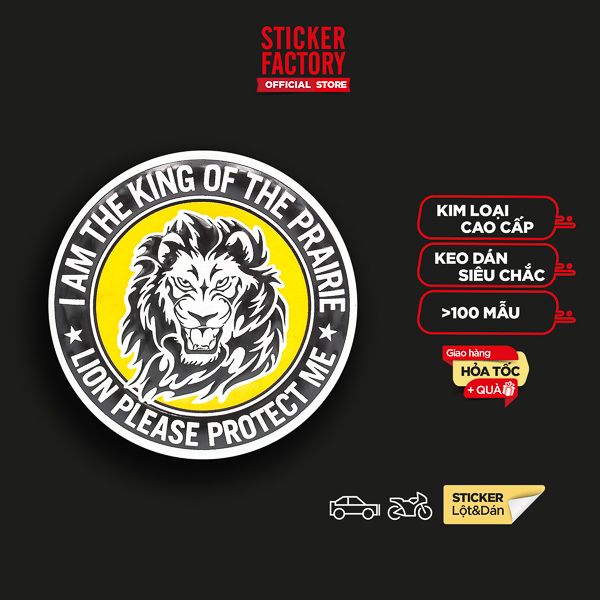 Sticker hình dán metal Lion Round