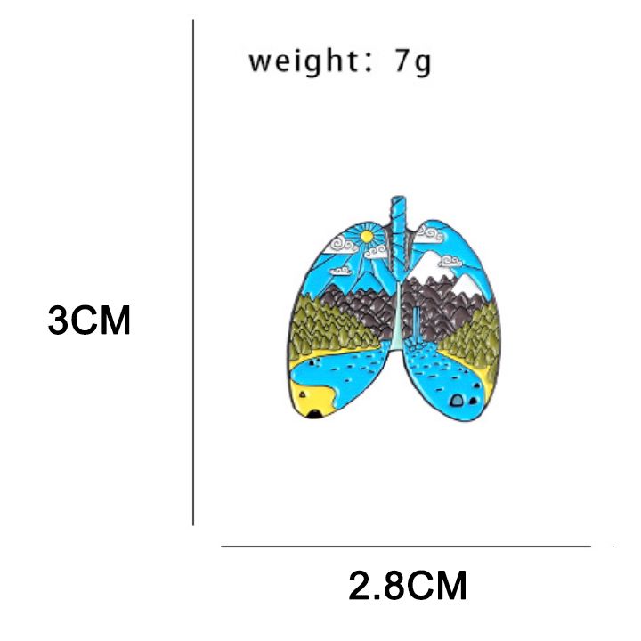 Natural Lungs lá phổi 3x2.8cm - Pin sticker ghim cài áo