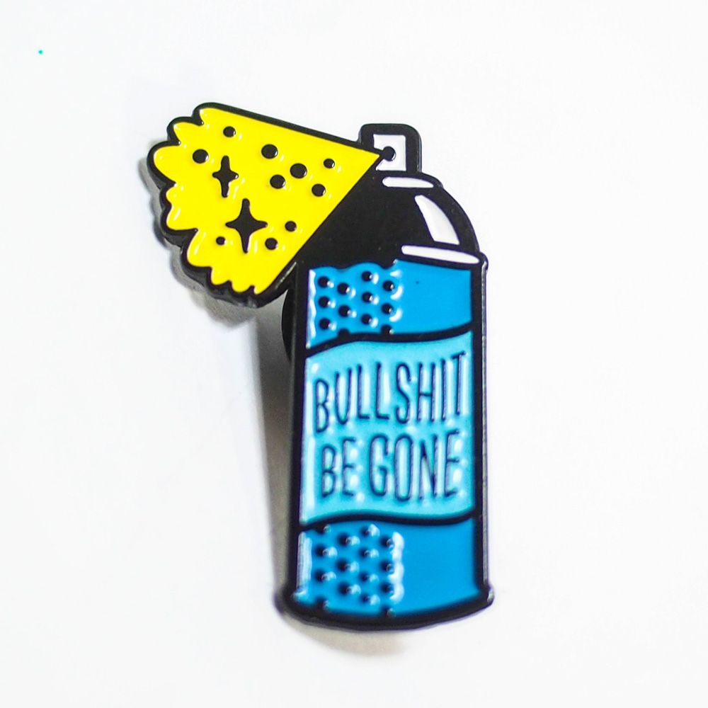 Bình Xịt Bull Shit Be Gone - Pin sticker ghim cài áo