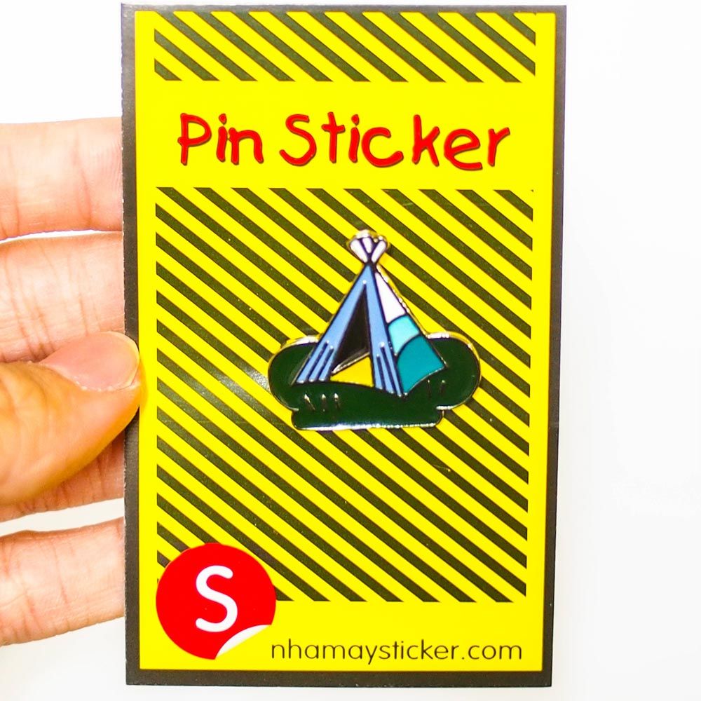 Lều xanh - Pin sticker ghim cài áo