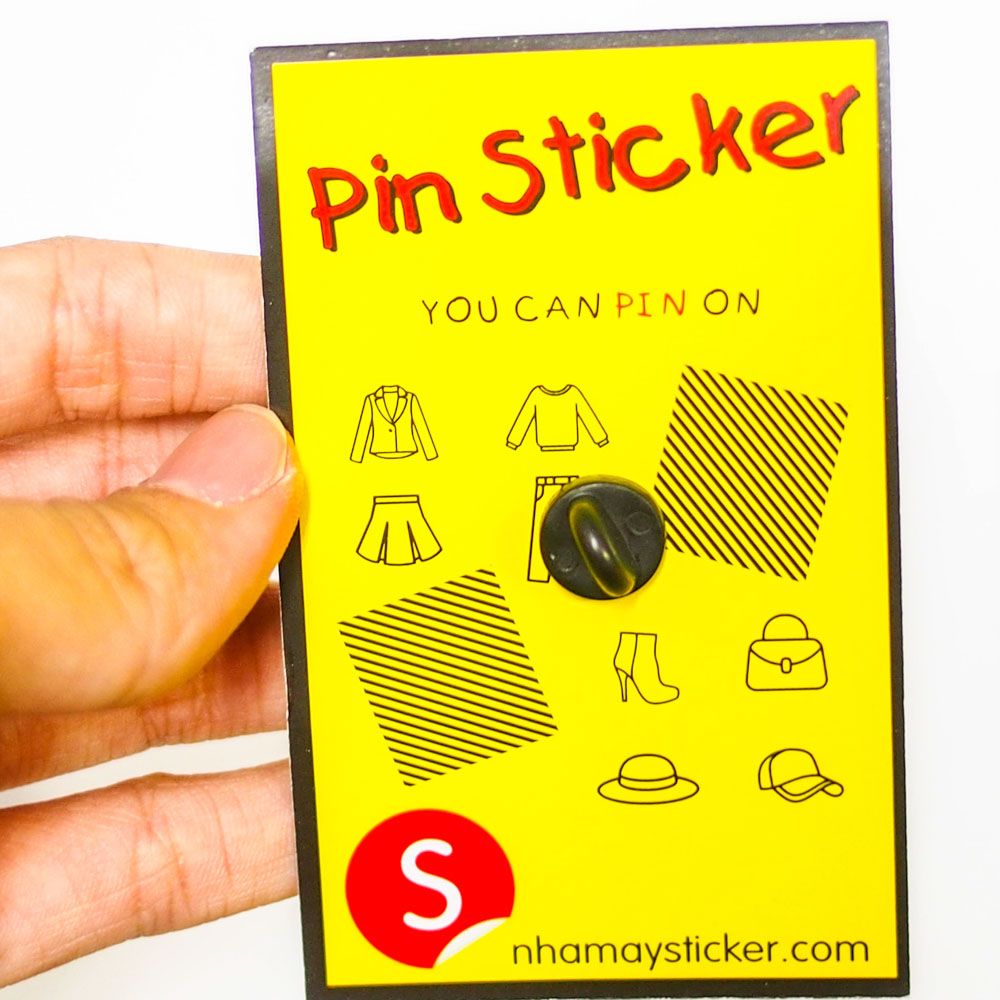 Mặt trăng cam - Pin sticker ghim cài áo