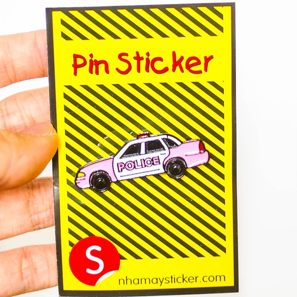 Police hồng - Pin sticker ghim cài áo