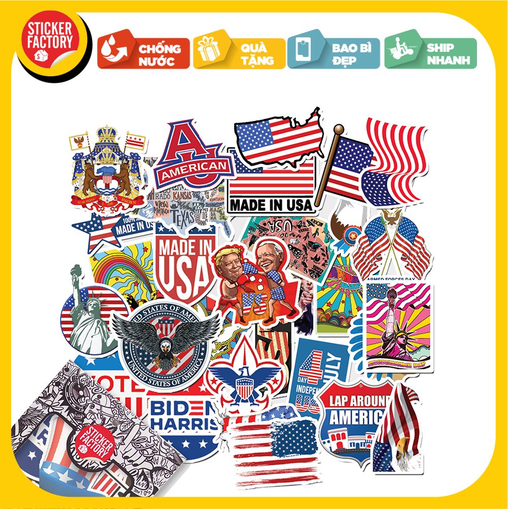 USA - Set 30 sticker hình dán