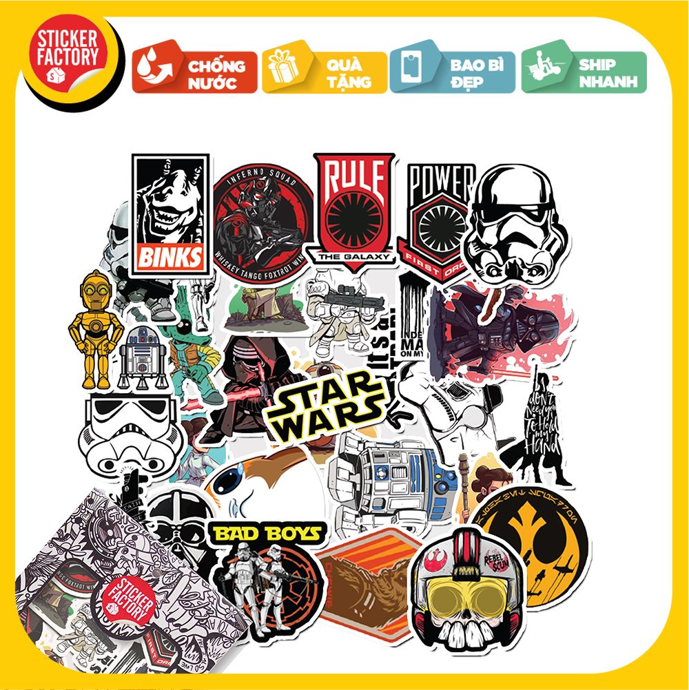 Star War - Set 30 sticker hình dán