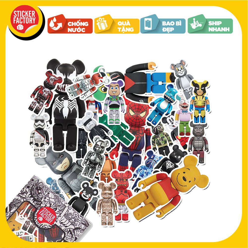 Bearbrick - Set 30 sticker hình dán