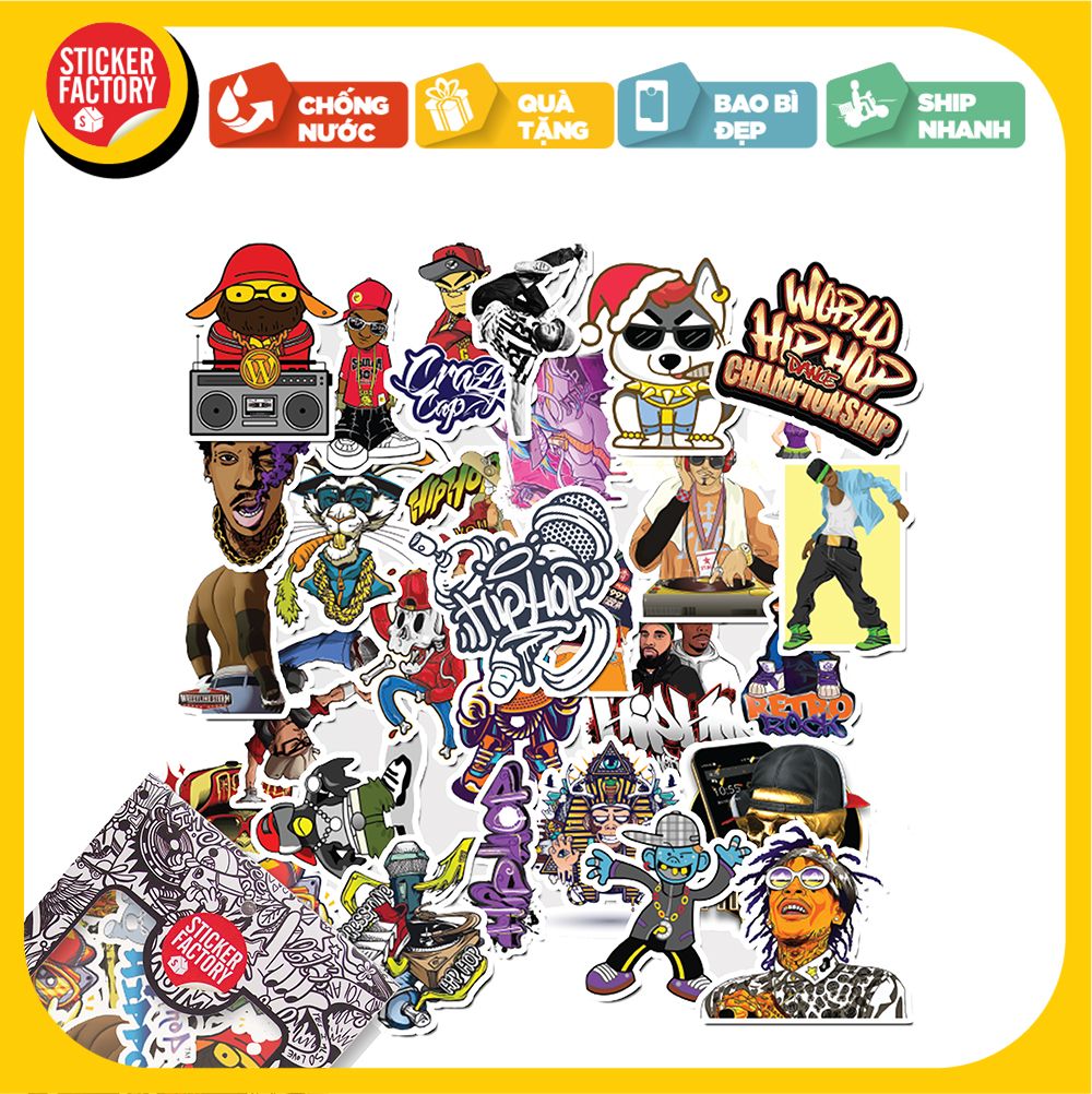 Hiphop - Set 30 sticker hình dán