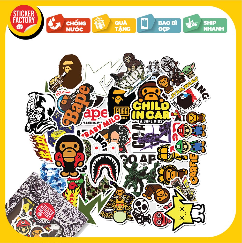 Bape - Set 30 sticker hình dán