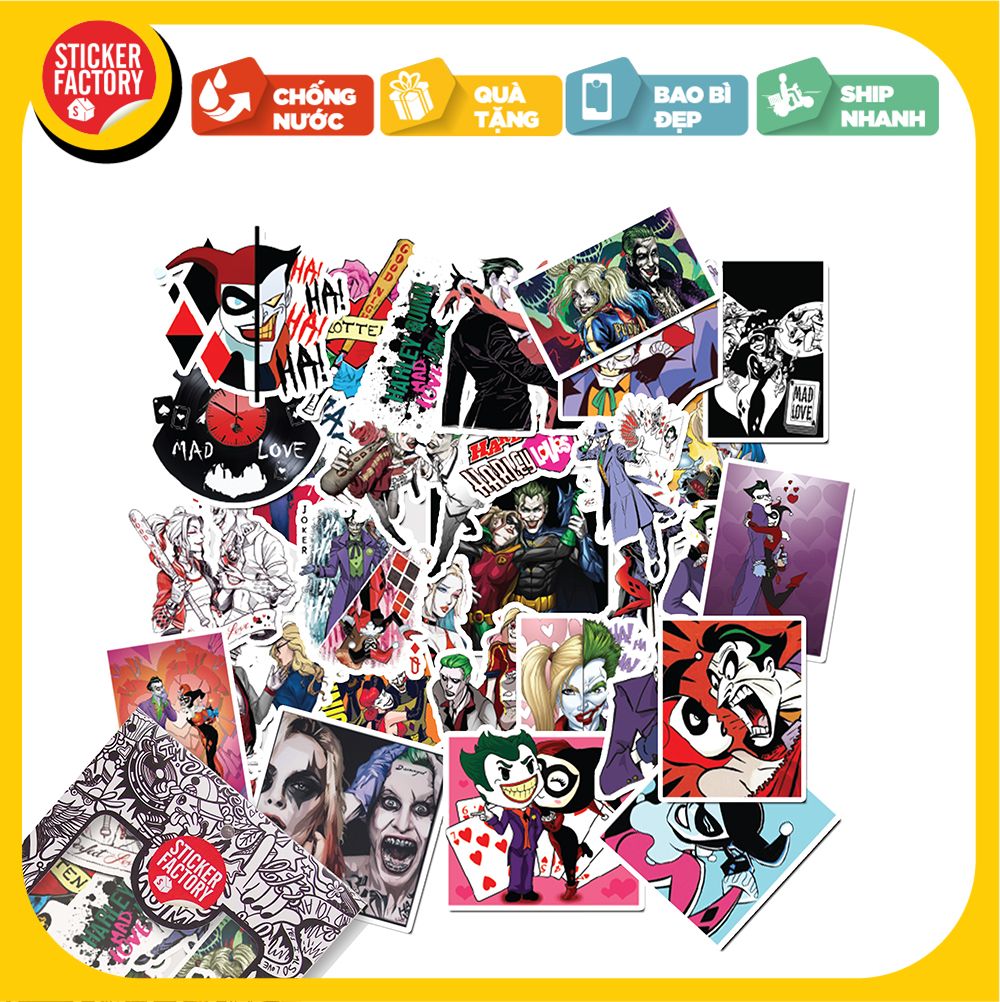 Joker & Harley Quinn - Set 30 sticker hình dán