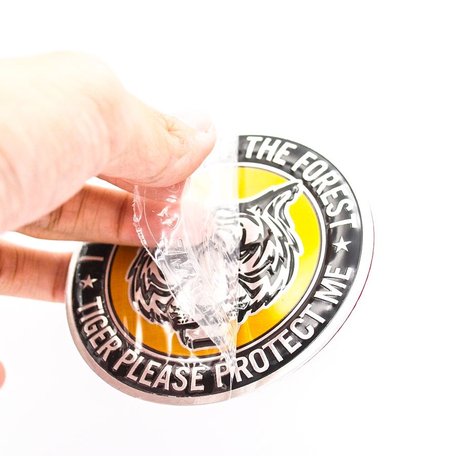 Sticker hình dán metal Tiger Round