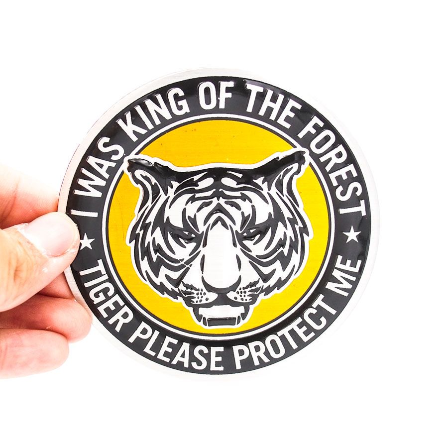 Sticker hình dán metal Tiger Round