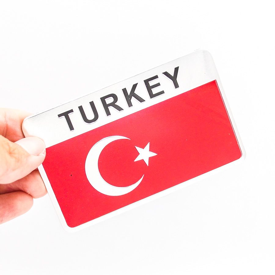 Sticker hình dán metal cờ Thổ Nhĩ Kỳ Turkey - Miếng lẻ