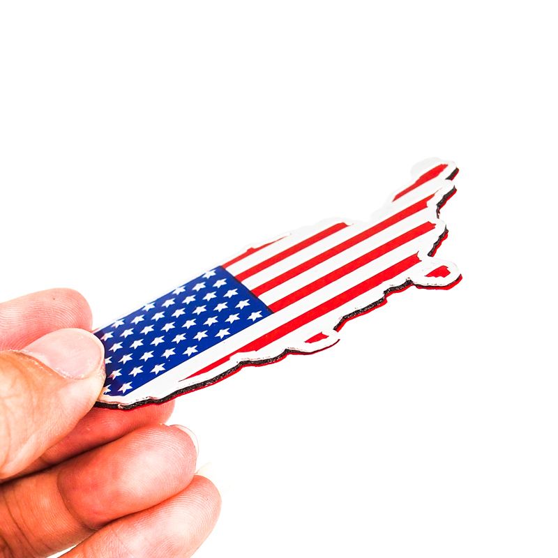 Cờ Mỹ America bản đồ - Sticker metal hình dán kim loại