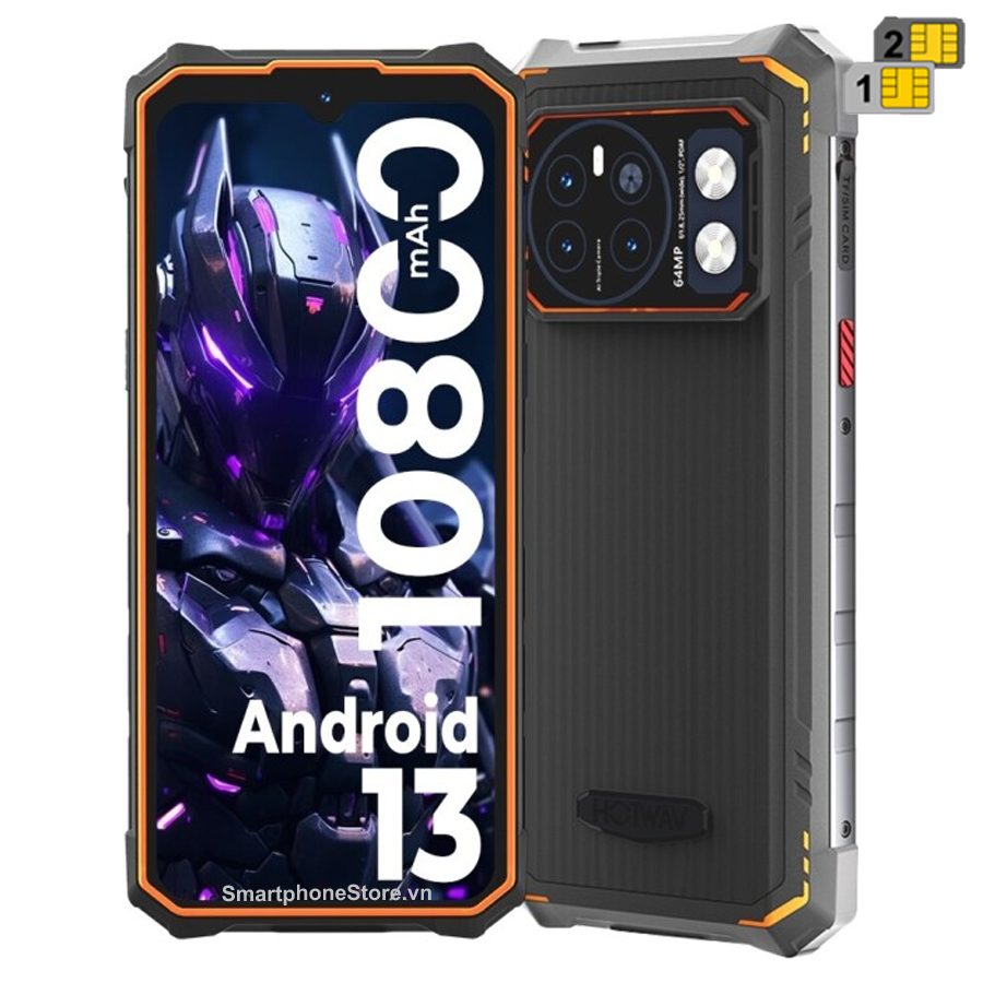 Hotwav Cyber 13Pro - IP68/69K Pin10800mAh Ram20GB Đèn Pha Cam64/16MP Android13