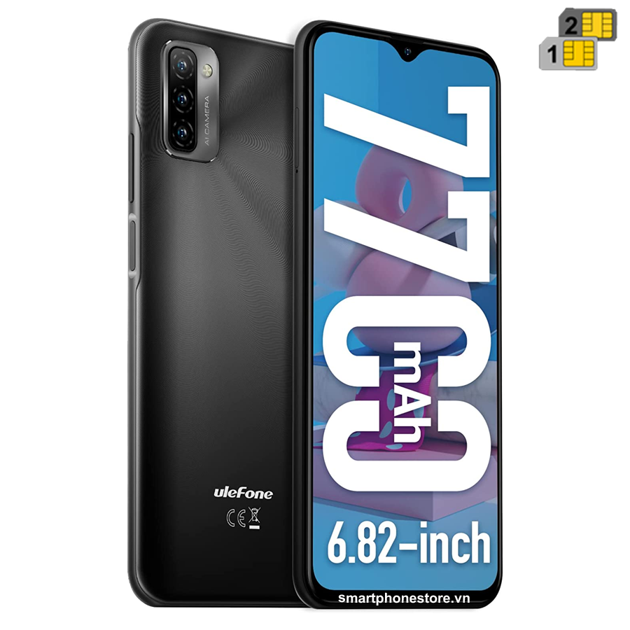 Ulefone Note 12P - Pin 7700mAh Ram4GB Rom64GB 4Cam13MP Màn 6.82inch