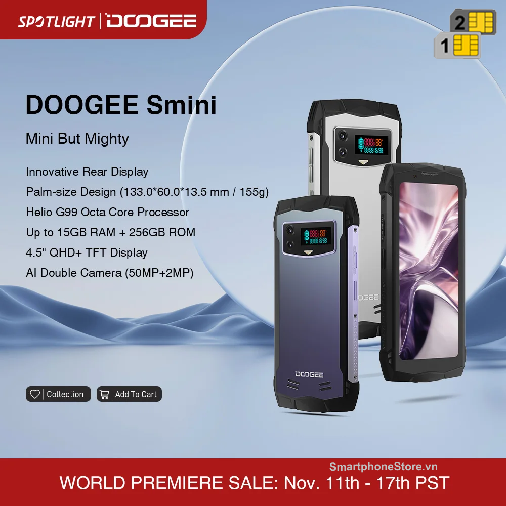 Doogee Smini - IP68/69K 2 màn hình mini 4.5