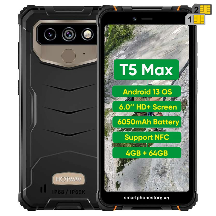 Hotwav T5 Max - Bền pin 6050mAh Ram4GB Rom64GB 3Cam Android13