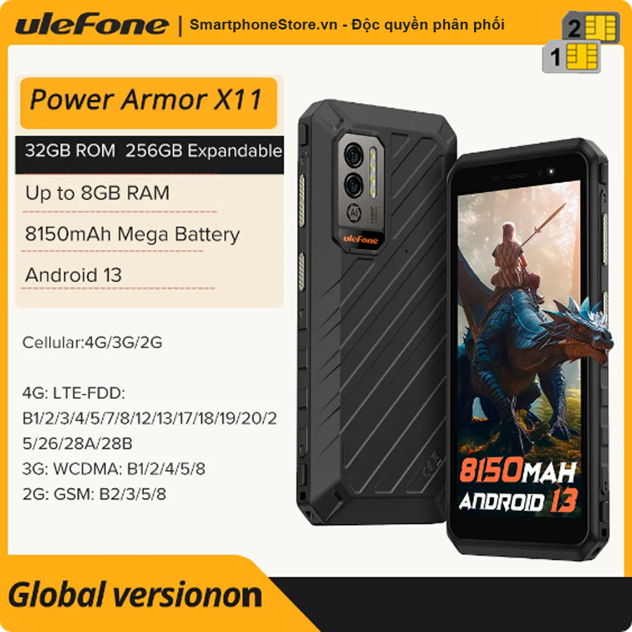 Ulefone Armor X11 - Siêu bền mini Ram8GB Pin8150mAh Cam16MP Android13