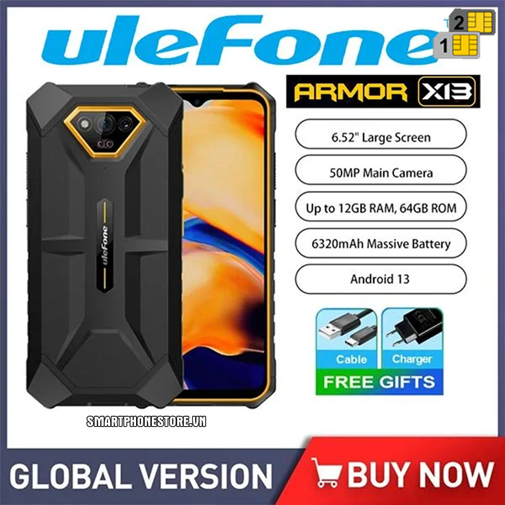 Ulefone Armor X13 - Mỏng Bền IP69K Ram12GB Cam50MP Pin6320mAh Android13