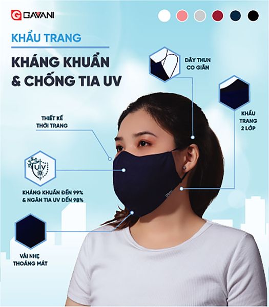 Khẩu trang UV nhỏ và kháng khuẩn Gavani(màu giao ngẫu nhiên)