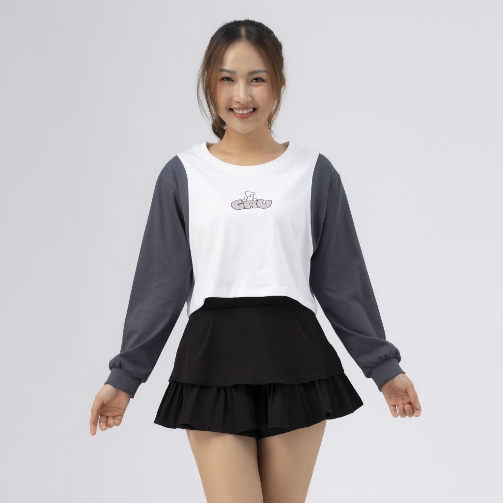 Áo thun nữ form croptop dài tay _ Gavani akh Forever Mine