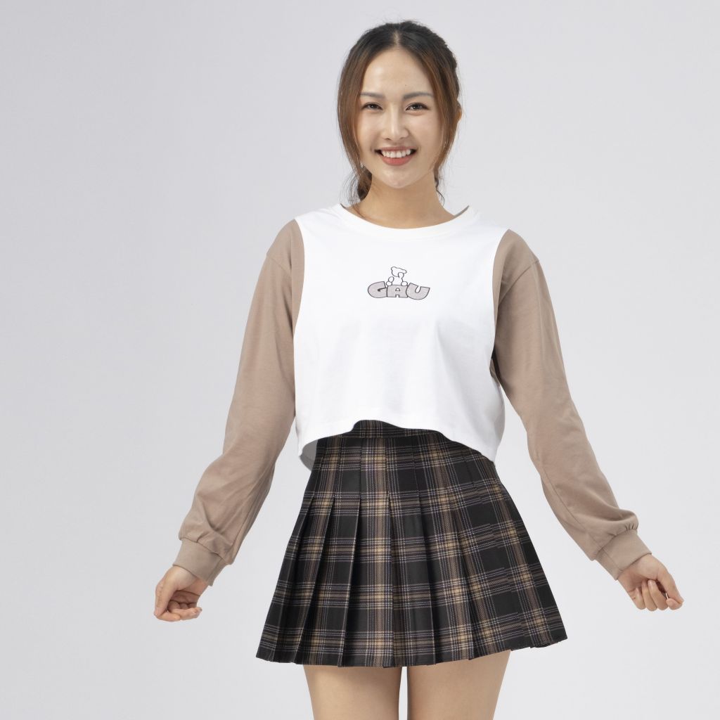 Áo thun nữ form croptop dài tay _ Gavani akh Forever Mine