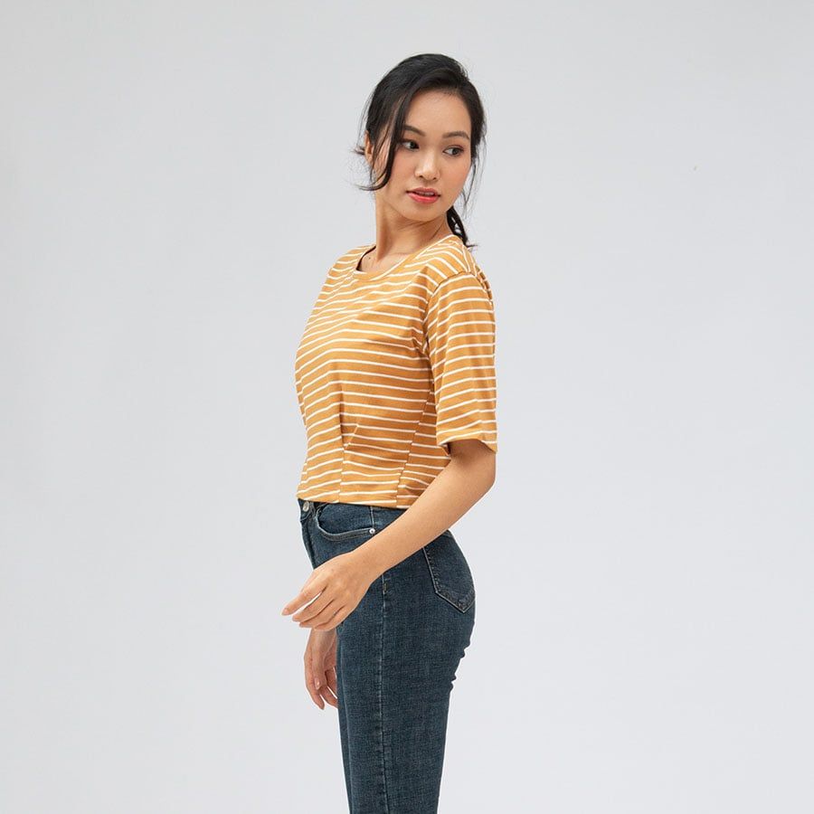 áo thun nữ croptop, ngắn tay_ akh stripe colour 3