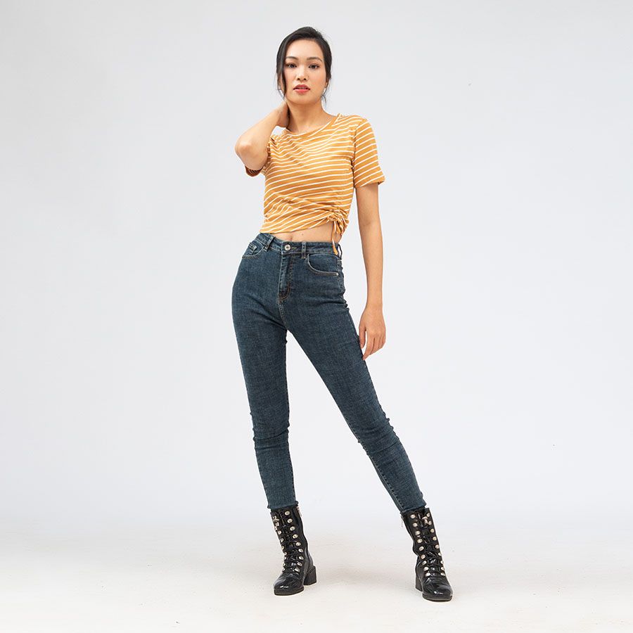 áo thun nữ croptop, ngắn tay_ akh stripe colour 3