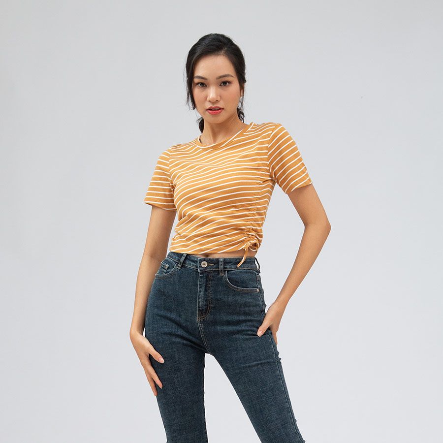 áo thun nữ croptop, ngắn tay_ akh stripe colour 3