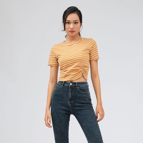 áo thun nữ croptop, ngắn tay_ akh stripe colour 3