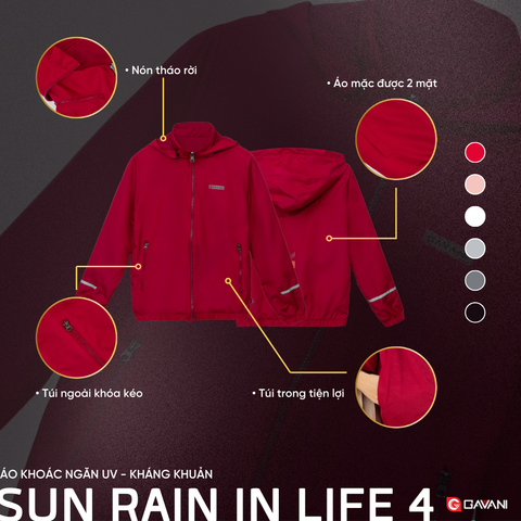 áo khoác đôi 2 lớp kháng khuẩn , chống nắng Gavani hoz sun, rain in life 4