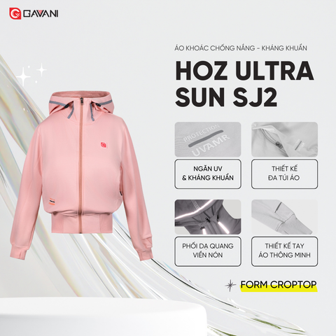Áo khoác nữ UV chống nắng và kháng khuẩn form croptop _ hoz ultra-sun SJ2