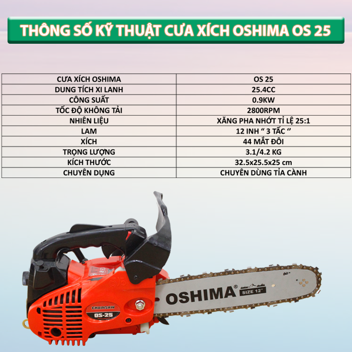 MÁY CƯA XÍCH TỈA CÀNH OSHIMA OS 25