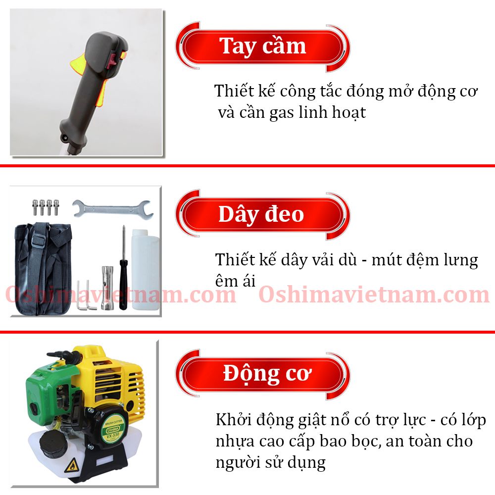 Máy cắt cỏ Oshima VX 330 cần rời xoay