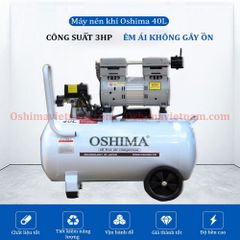 Máy nén khí không dầu Oshima 40L 3HP màu trắng