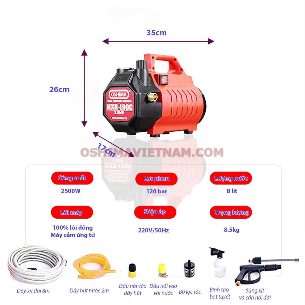 Máy rửa xe gia đình Oshima MXR 190 C