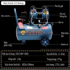 Máy nén khí không dầu Mitsukaisho 24-2.0 2.0HP Xanh dương Điện 1 pha