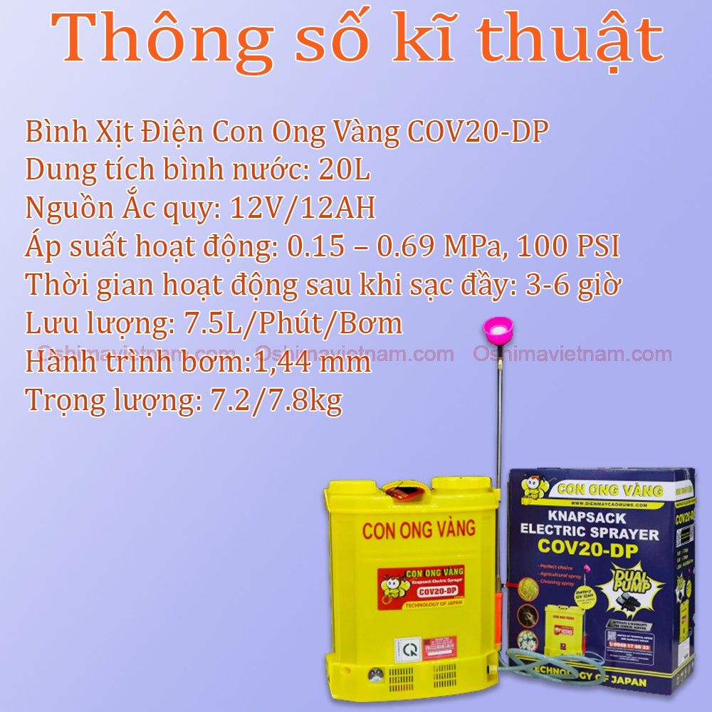 Bình xịt điện con ong vàng COV 20 DP