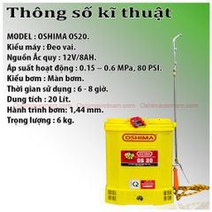 Bình xịt điện Oshima OS20 vàng