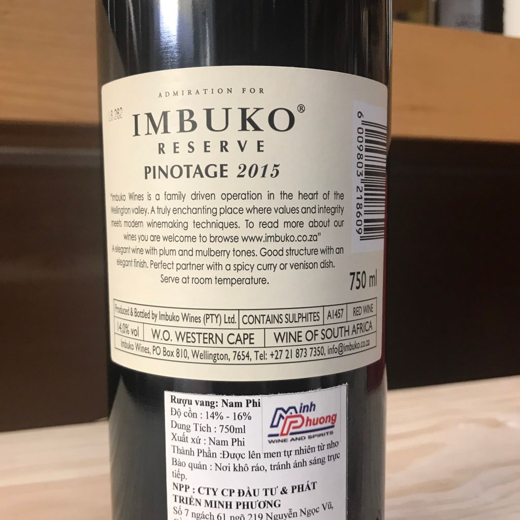 Rượu Vang Nam Phi IMBUKO Reserve Pinotage