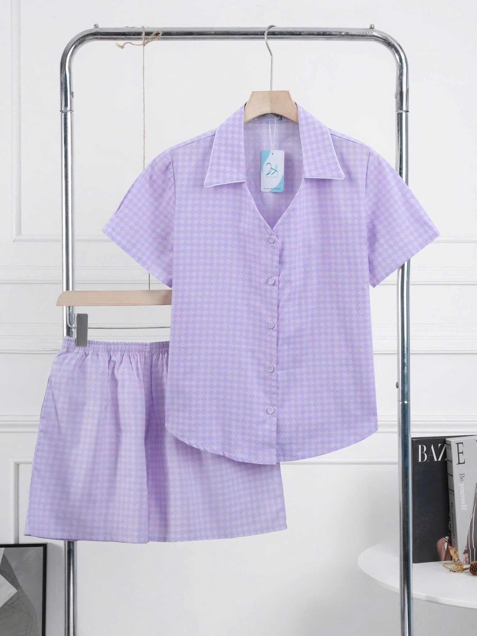 Bộ kate mặc nhà Pijama quần đùi tay ngắn