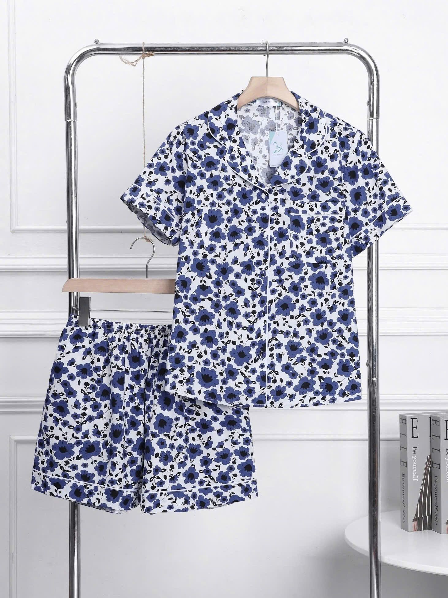 Bộ kate mặc nhà Pijama quần đùi tay ngắn