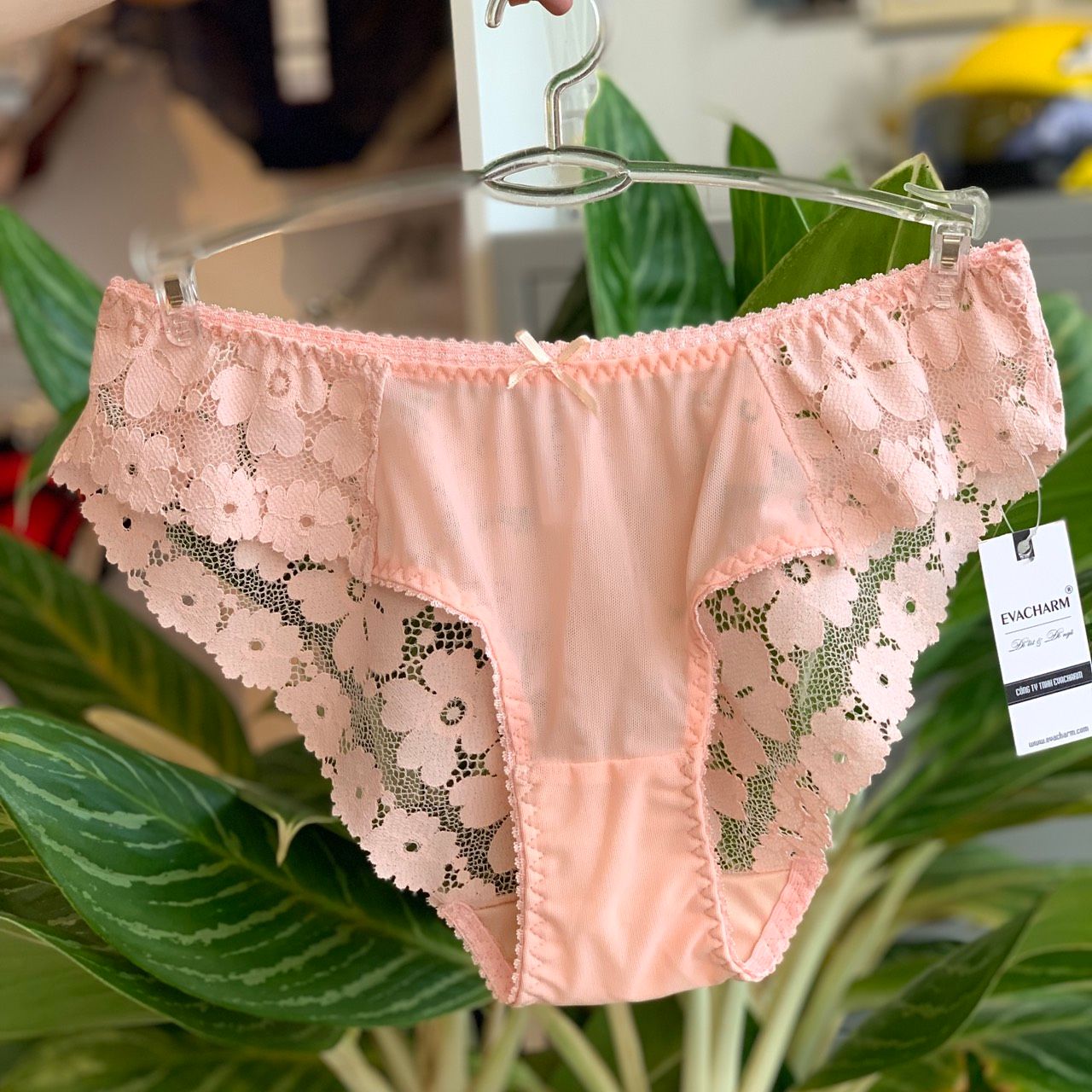 Set bra ren Evacharm không gọng màu hồng, Freesize