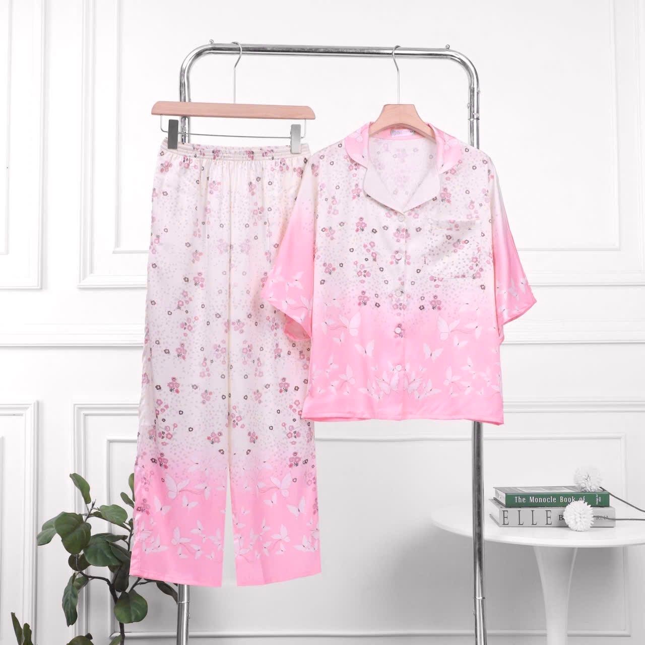 Bộ lụa mặc nhà tay cánh dơi