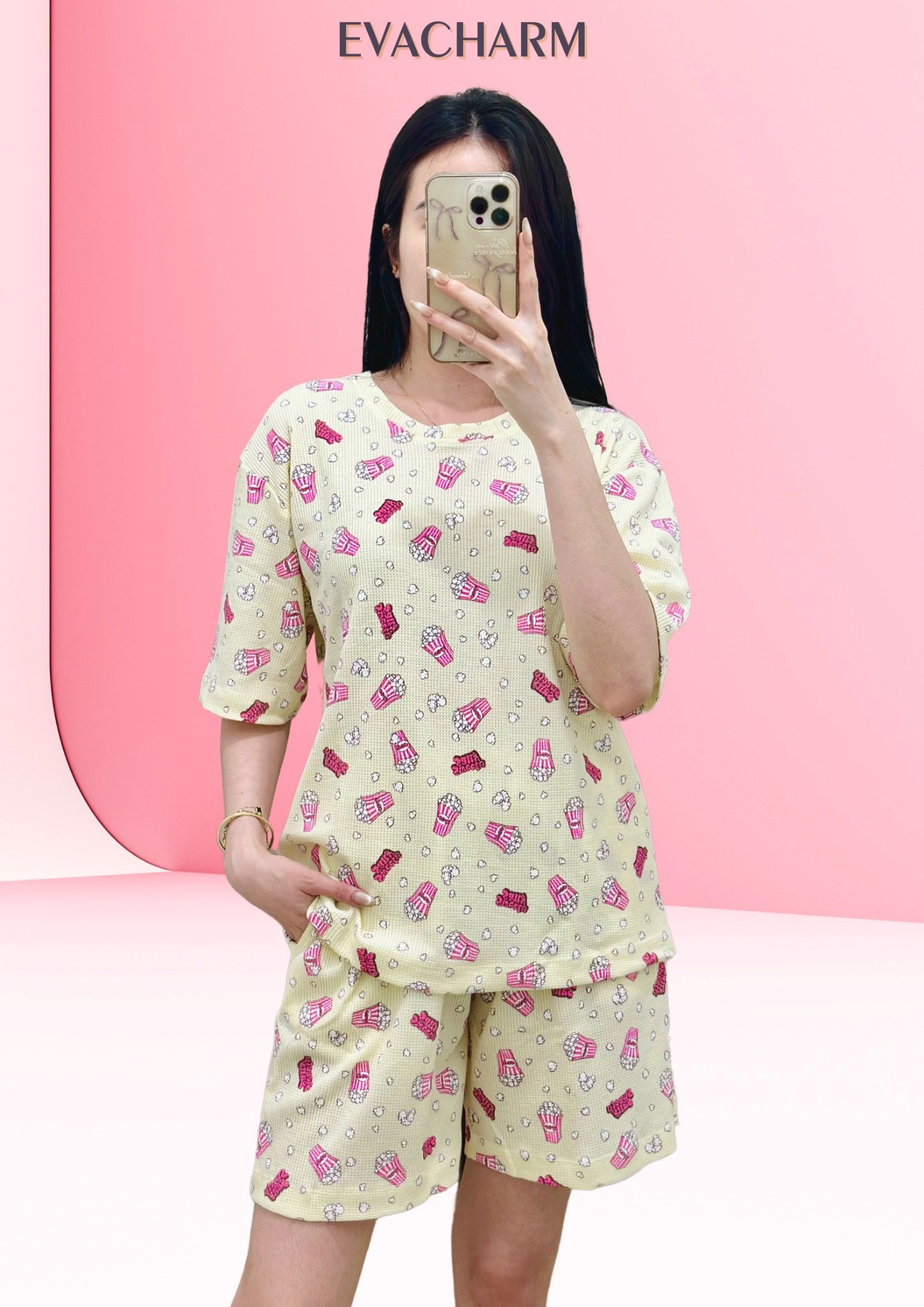 Bộ thun Unisex mặc nhà quần đùi tay ngắn