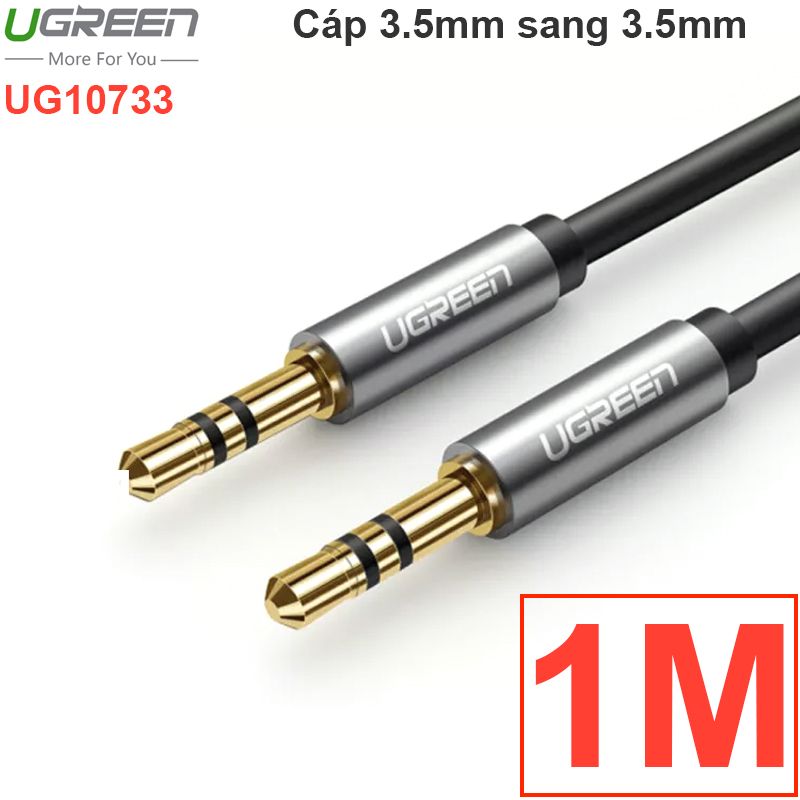  Cáp audio 3.5mm UGREEN mạ vàng 24K 0.5M 1M 2M 3M 5M (tròn màu đen) 