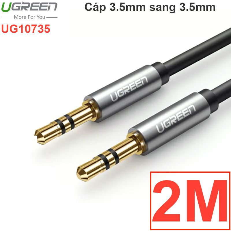  Cáp audio 3.5mm UGREEN mạ vàng 24K 0.5M 1M 2M 3M 5M (tròn màu đen) 