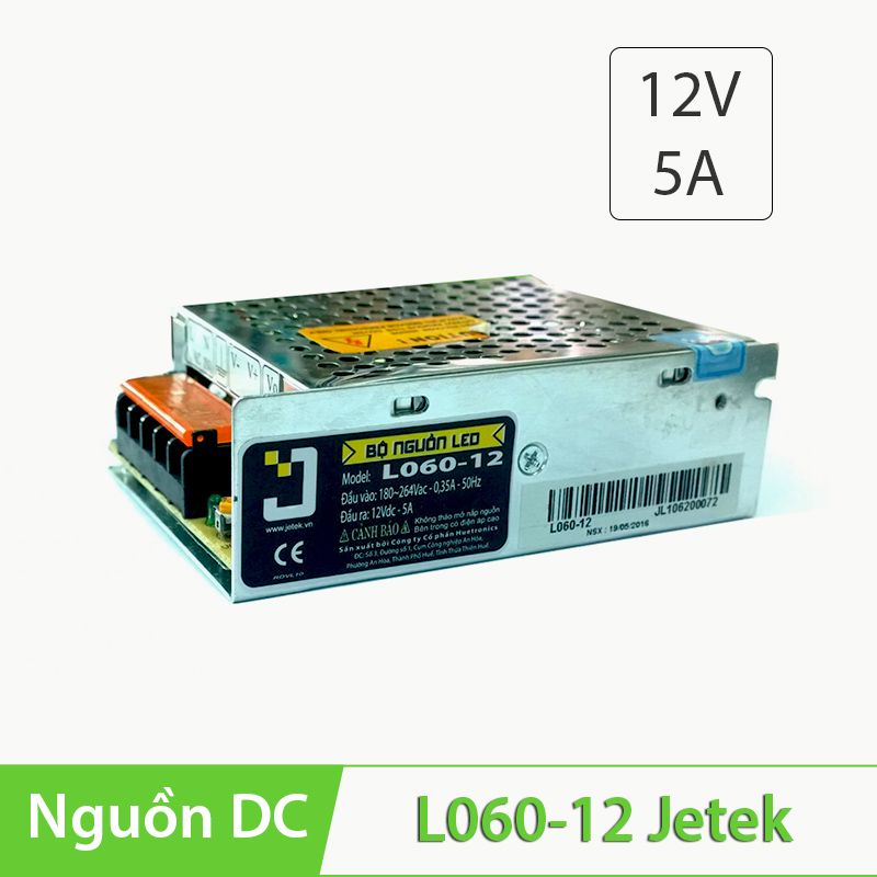 Bộ nguồn LED 12V - 5A JETEK chính hãng dùng cho camera, đèn LED...