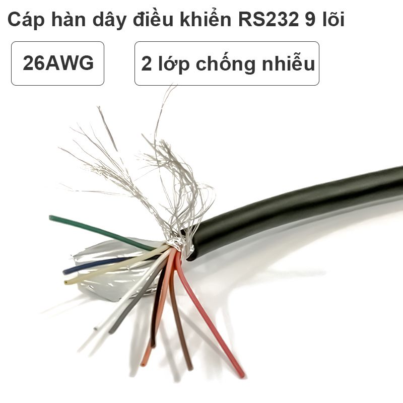 Cáp hàn dây tín hiệu điều khiển RS232 DB9 lõi đồng mạ thiếc 26AWG